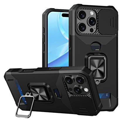 For iPhone 16 Pro Max Camera Shield Card Slot PC+TPU Phone Case(Black) - iPhone 16 Pro Max Cases by buy2fix | Online Shopping UK | buy2fix