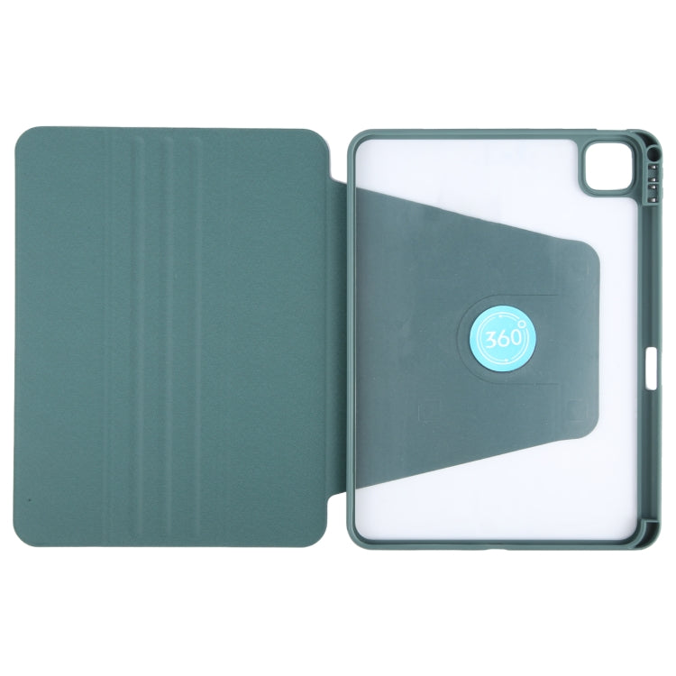For iPad Air 13 2024 GEBEI Acrylic TPU 3-folding Rotating Smart Tablet Leather Case withh Pen Slot(Dark Green) - iPad Air 13 2024 Cases by GEBEI | Online Shopping UK | buy2fix