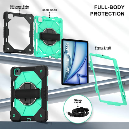 For iPad Air 11 2024 Contrast Color Robot Silicone Hybrid PC Tablet Case(Black Mint Green) - iPad Air 11 2024 Cases by buy2fix | Online Shopping UK | buy2fix