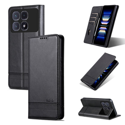 For Redmi K70 Ultra AZNS Magnetic Calf Texture Flip Leather Phone Case(Black) - Xiaomi Cases by AZNS | Online Shopping UK | buy2fix