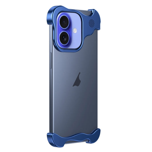 For iPhone 16 Aromatherapy Alloy Frameless Phone Case(Blue) - iPhone 16 Cases by buy2fix | Online Shopping UK | buy2fix