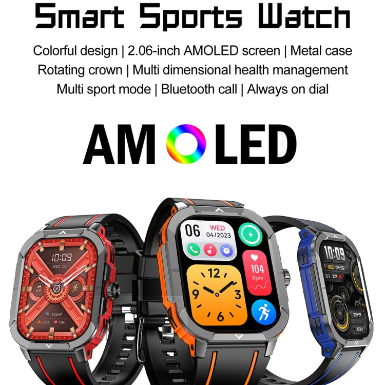 LEMFO HK56 2.06 inch BT5.3 IP68 Sport Smart Watch, Support Bluetooth Call / Message Notification / Heart Rate / Blood Pressure Health Monitor(Orange) - Smart Watches by LEMFO | Online Shopping UK | buy2fix