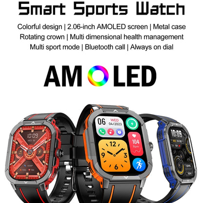 LEMFO HK56 2.06 inch BT5.3 IP68 Sport Smart Watch, Support Bluetooth Call / Message Notification / Heart Rate / Blood Pressure Health Monitor(Orange) - Smart Watches by LEMFO | Online Shopping UK | buy2fix