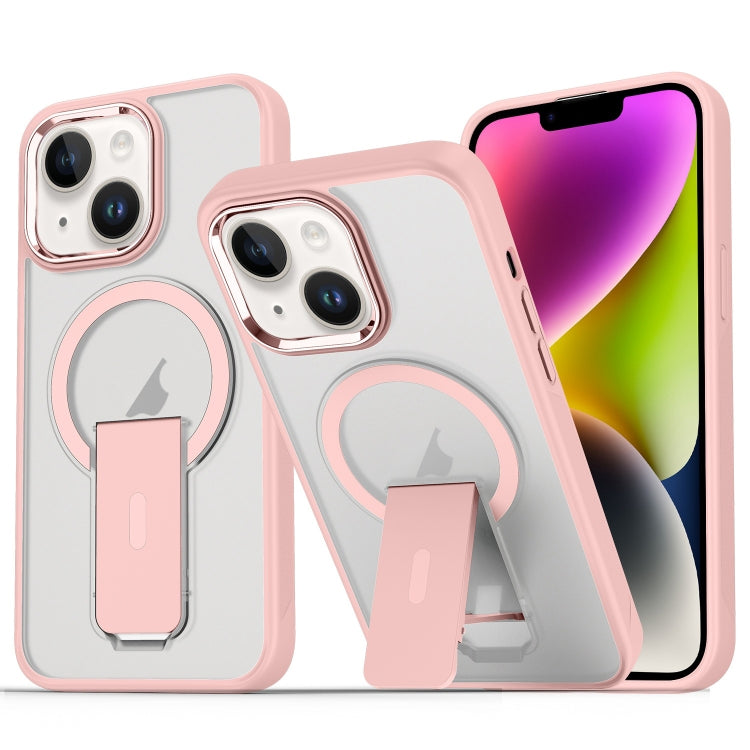 For iPhone 14 / 13 Acrylic + TPU MagSafe Holder Phone Case(Pink) - iPhone 14 Cases by buy2fix | Online Shopping UK | buy2fix