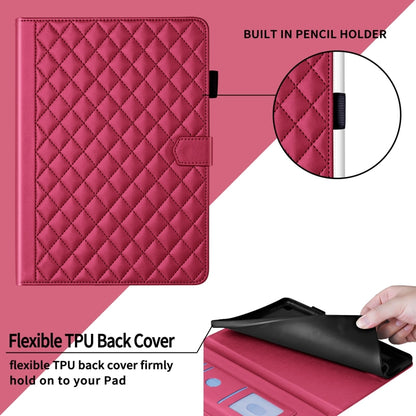 For Samsung Galaxy Tab S6 Lite 2024 Rhombus Lattice Leather Tablet Case(Red) - Tab S6 Lite P610 / P615 by buy2fix | Online Shopping UK | buy2fix