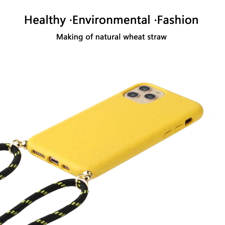 For iPhone 16 Plus Wheat Straw Material + TPU Phone Case with Lanyard(Blue) - iPhone 16 Plus Cases by buy2fix | Online Shopping UK | buy2fix