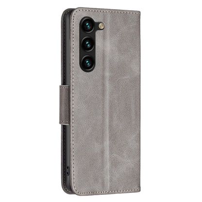 For Samsung Galaxy S25+ 5G Lambskin Texture Pure Color Flip Leather Phone Case(Grey) - Galaxy S25+ 5G Cases by buy2fix | Online Shopping UK | buy2fix