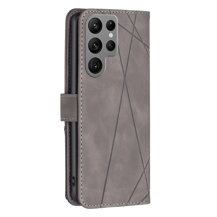 For Samsung Galaxy S25 Ultra 5G Magnetic Buckle Rhombus Texture Leather Phone Case(Grey) - Galaxy S25 Ultra 5G Cases by buy2fix | Online Shopping UK | buy2fix