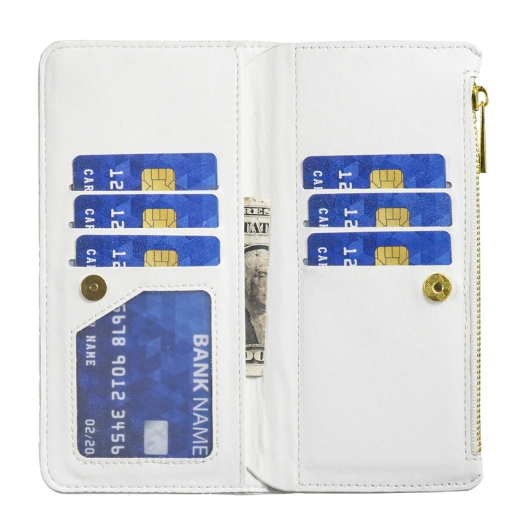 For Samsung Galaxy S25 5G Diamond Lattice Zipper Wallet Leather Flip Phone Case(White) - Galaxy S25 5G Cases by buy2fix | Online Shopping UK | buy2fix