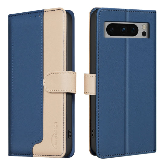 For Google Pixel 9 Pro Color Matching RFID Anti-theft Leather Phone Case(Blue) - Google Cases by buy2fix | Online Shopping UK | buy2fix