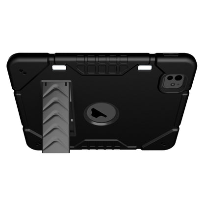 For iPad Pro 11 2024 Armor Holder Silicone Hybrid PC Tablet Case(Black) - iPad Pro 11 2024 Cases by buy2fix | Online Shopping UK | buy2fix