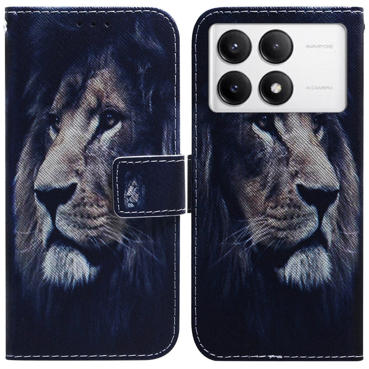 For Xiaomi Redmi K70 Pro / K70 Coloured Drawing Flip Leather Phone Case(Lion) - K70 Cases by buy2fix | Online Shopping UK | buy2fix