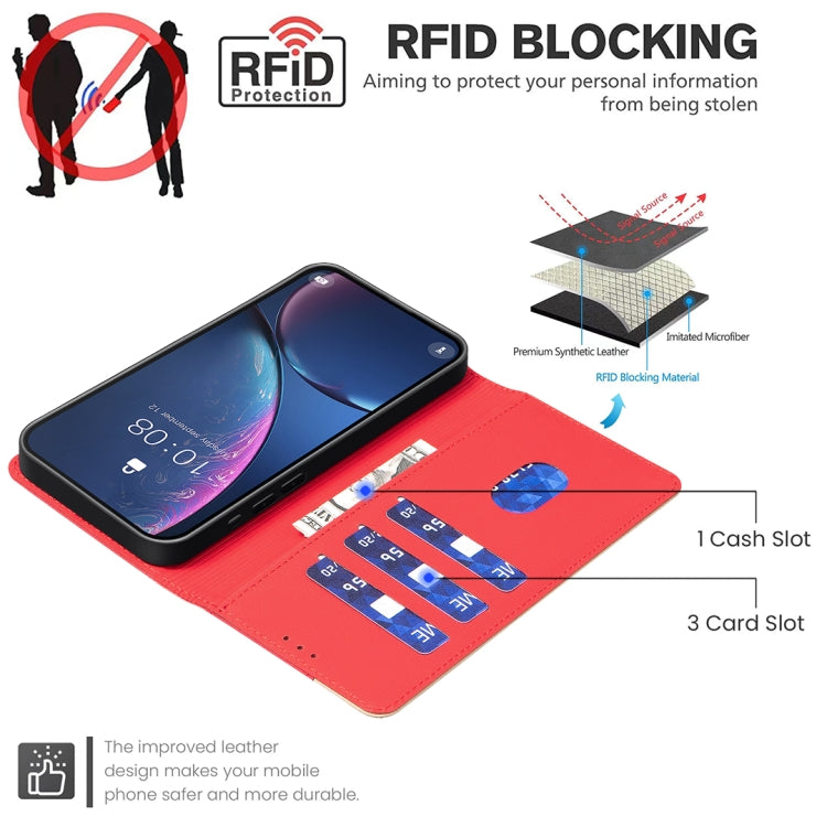 For iPhone 16 Pro Max Color Matching RFID Anti-theft Leather Phone Case(Red) - iPhone 16 Pro Max Cases by buy2fix | Online Shopping UK | buy2fix