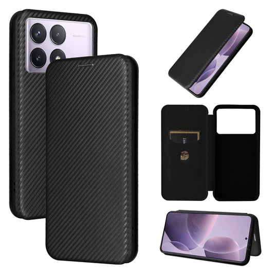 For Redmi K70 Carbon Fiber Texture Flip Leather Phone Case(Black) - K70 Cases by buy2fix | Online Shopping UK | buy2fix