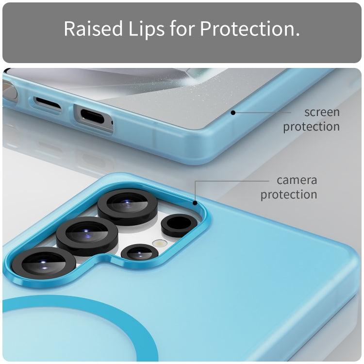 For Samsung Galaxy S25 Ultra MagSafe Frosted Translucent TPU + PC Full Coverage Phone Case(Blue) - Galaxy S25 Ultra 5G Cases by buy2fix | Online Shopping UK | buy2fix