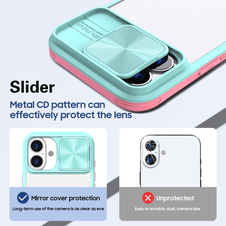 For iPhone 16 Plus Sliding Camshield Acrylic Hybrid TPU Phone Case(Blue Pink) - iPhone 16 Plus Cases by buy2fix | Online Shopping UK | buy2fix