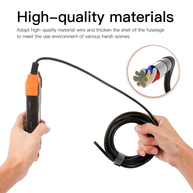 T20 4.3 inch IPS Screen 8mm Single Camera IP67 Waterproof Hard Cable Digital Endoscope, Length:2m(Black Orange) -  by buy2fix | Online Shopping UK | buy2fix