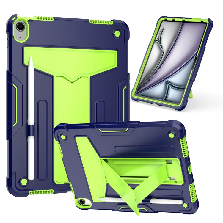 For iPad Air 11 2024 T Holder Robot Silicone Hybrid PC Tablet Case(Navy Yellow Green) - iPad Air 11 2024 Cases by buy2fix | Online Shopping UK | buy2fix