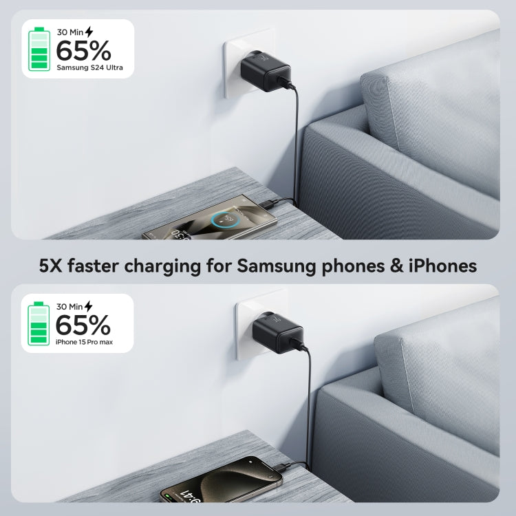 JOYROOM JR-TCF23 25W USB-C / Type-C Port Fast Charger Kit with Type-C to Type-C Cable, Plug:EU Plug(Black) - USB Charger by JOYROOM | Online Shopping UK | buy2fix