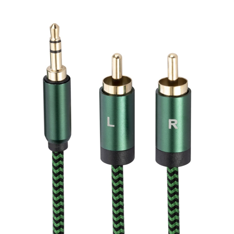 3.5mm Male to 2 RCA Male Audio Cable Amplifier Connector, Length:2m(Green) - RCA Cable by buy2fix | Online Shopping UK | buy2fix