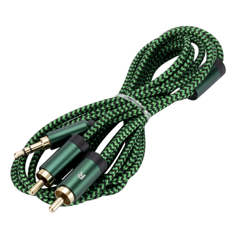 3.5mm Male to 2 RCA Male Audio Cable Amplifier Connector, Length:3m(Green) - RCA Cable by buy2fix | Online Shopping UK | buy2fix