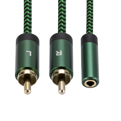 3.5mm Female to 2 RCA Male Audio Cable Amplifier Connector, Length:0.5m(Green) - RCA Cable by buy2fix | Online Shopping UK | buy2fix