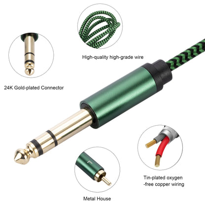 6.35mm Male to Dual RCA Female Audio Adapter Cable, Length:1m(Green) - RCA Cable by buy2fix | Online Shopping UK | buy2fix