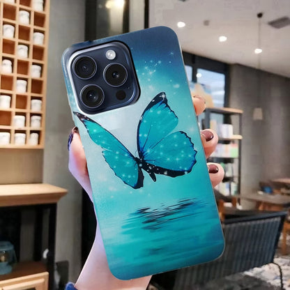 For iPhone 16 Pro Max Colored Drawing Pattern TPU Phone Case(Butterfly) - iPhone 16 Pro Max Cases by buy2fix | Online Shopping UK | buy2fix