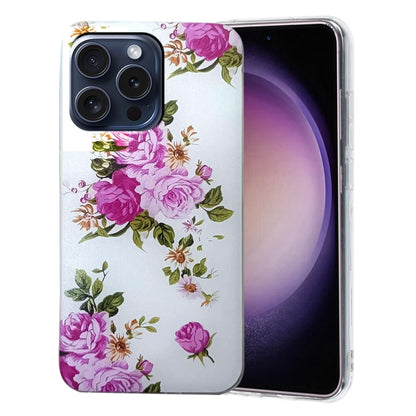 For iPhone 16 Pro Max Colored Drawing Pattern TPU Phone Case(Rose Flower) - iPhone 16 Pro Max Cases by buy2fix | Online Shopping UK | buy2fix