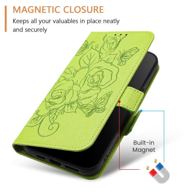 For Redmi K70 Ultra 5G Global Embossed Rose RFID Anti-theft Leather Phone Case(Green) - Xiaomi Cases by buy2fix | Online Shopping UK | buy2fix