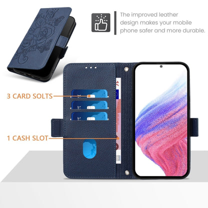 For Redmi K70 Ultra 5G Global Embossed Rose RFID Anti-theft Leather Phone Case(Dark Blue) - Xiaomi Cases by buy2fix | Online Shopping UK | buy2fix