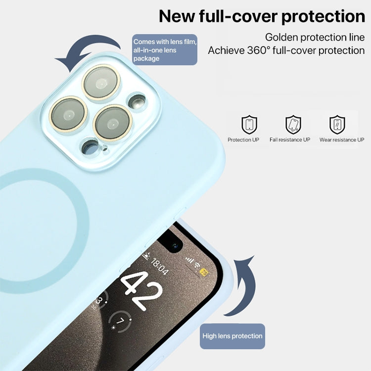 For iPhone 16 Pro Liquid Silicone MagSafe Full Coverage Phone Case with Lens Film(White) - iPhone 16 Pro Cases by buy2fix | Online Shopping UK | buy2fix