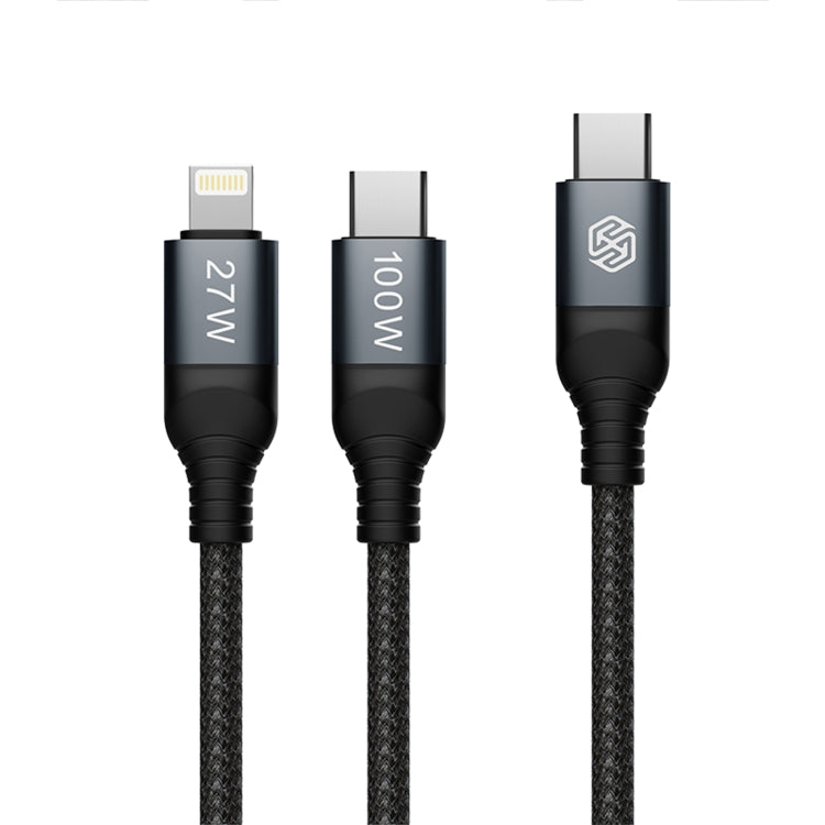 NILLKIN PD3.0 100W/27W USB-C / Type-C to USB-C / Type-C + 8 Pin Dual Power Fast Charging Data Cable, Length: 1.5m - 2 in 1 Cable by NILLKIN | Online Shopping UK | buy2fix