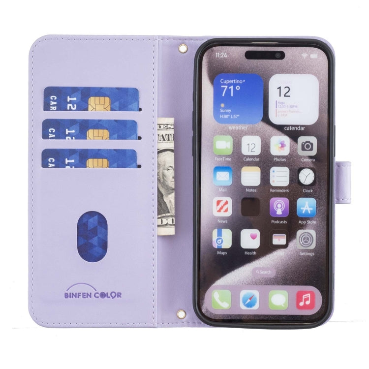 For iPhone 16 Pro Square Texture Leather Phone Case(Purple) - iPhone 16 Pro Cases by buy2fix | Online Shopping UK | buy2fix