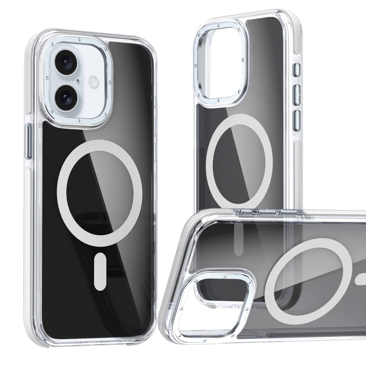 For iPhone 16 Magsafe Dual-Color Transparent Black Full Coverage Phone Case(White) - iPhone 16 Cases by buy2fix | Online Shopping UK | buy2fix