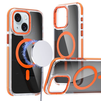 For iPhone 15 Magsafe Dual-Color Transparent Black Full Coverage Phone Case(Orange) - iPhone 15 Cases by buy2fix | Online Shopping UK | buy2fix