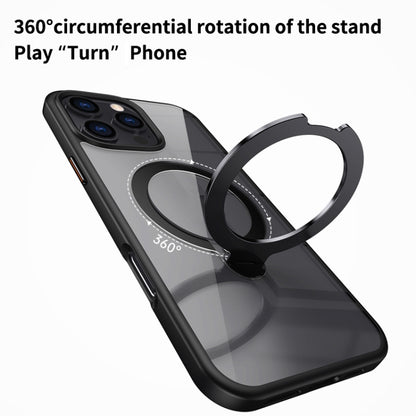 For iPhone 16 Pro Max Transparent MagSafe Magnetic Rotating Ring Holder Phone Case(Blue) - iPhone 16 Pro Max Cases by buy2fix | Online Shopping UK | buy2fix