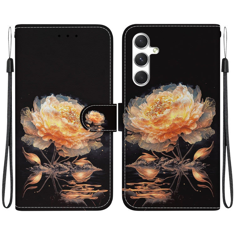 For Samsung Galaxy S25+ 5G Crystal Texture Colored Drawing Leather Phone Case(Gold Peony) - Galaxy S25+ 5G Cases by buy2fix | Online Shopping UK | buy2fix