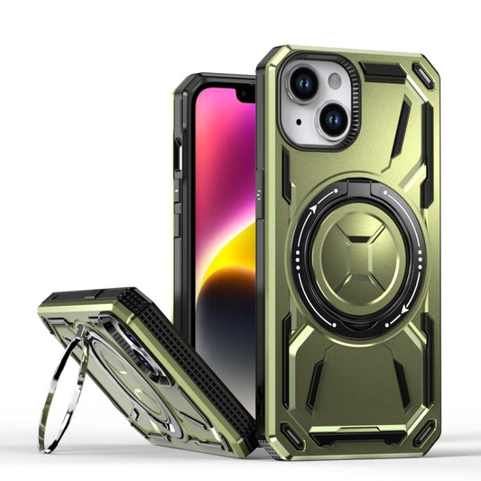 For iPhone 14 Armor II Series MagSafe Magnetic Holder Phone Case(Army Green) - iPhone 14 Cases by buy2fix | Online Shopping UK | buy2fix