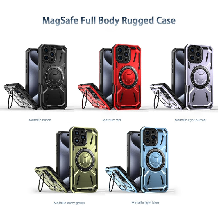 For iPhone 14 Armor II Series MagSafe Magnetic Holder Phone Case(Red) - iPhone 14 Cases by buy2fix | Online Shopping UK | buy2fix