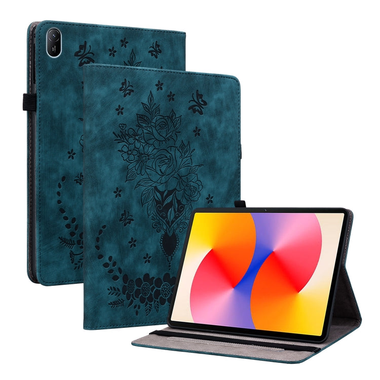 For Huawei MatePad SE 11 2024 Butterfly Rose Embossed Leather Tablet Case(Dark Blue) - Huawei by buy2fix | Online Shopping UK | buy2fix