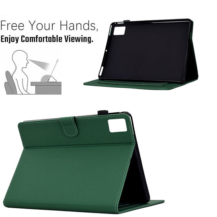 For Lenovo Tab M11 / Xiaoxin Pad 2024 Solid Color Fiber Texture Smart Tablet Leather Case(Green) - Lenovo by buy2fix | Online Shopping UK | buy2fix