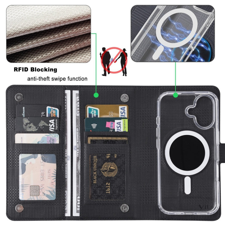 For iPhone 16 Pro Max ViLi GHA-C Series RFID MagSafe Magnetic Flip Leather Phone Case(Black) - iPhone 16 Pro Max Cases by ViLi | Online Shopping UK | buy2fix