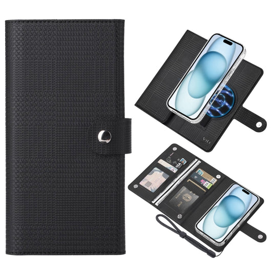 For iPhone 15 Plus ViLi GHA-C Series RFID MagSafe Magnetic Flip Leather Phone Case(Black) - iPhone 15 Plus Cases by ViLi | Online Shopping UK | buy2fix