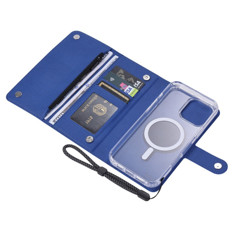 For iPhone 15 ViLi GHB-C Series RFID MagSafe Magnetic Flip Leather Phone Case(Blue) - iPhone 15 Cases by ViLi | Online Shopping UK | buy2fix