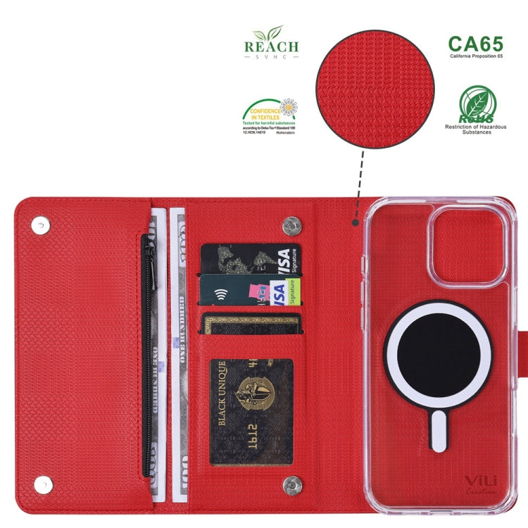 For iPhone 14 Pro ViLi GHB-C Series RFID MagSafe Magnetic Flip Leather Phone Case(Red) - iPhone 14 Pro Cases by ViLi | Online Shopping UK | buy2fix