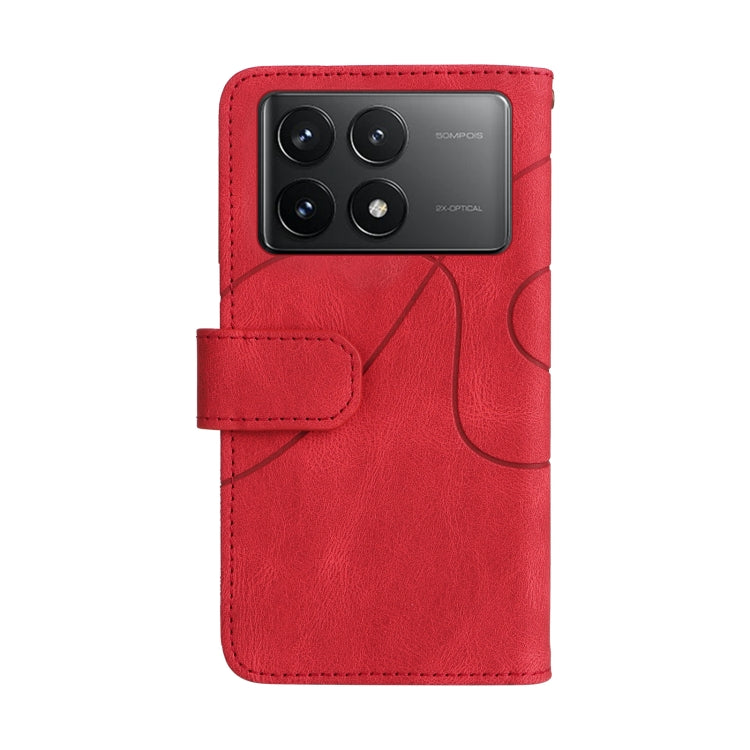 For Redmi K70 Dual-color 9 Card Slots Zipper Wallet Leather Phone Case(Red) - K70 Cases by buy2fix | Online Shopping UK | buy2fix