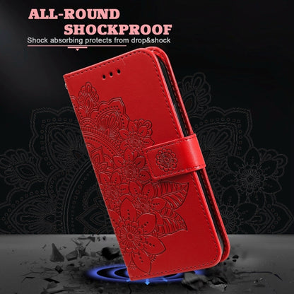 For Redmi K70 Ultra Seven-petal Flowers Embossing Leather Phone Case(Red) - Xiaomi Cases by buy2fix | Online Shopping UK | buy2fix