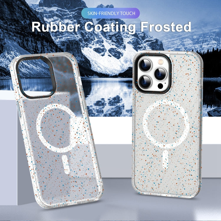 For iPhone 14 Colorful Ink-splash Magsafe PC Hybrid TPU Phone Case(White) - iPhone 14 Cases by buy2fix | Online Shopping UK | buy2fix