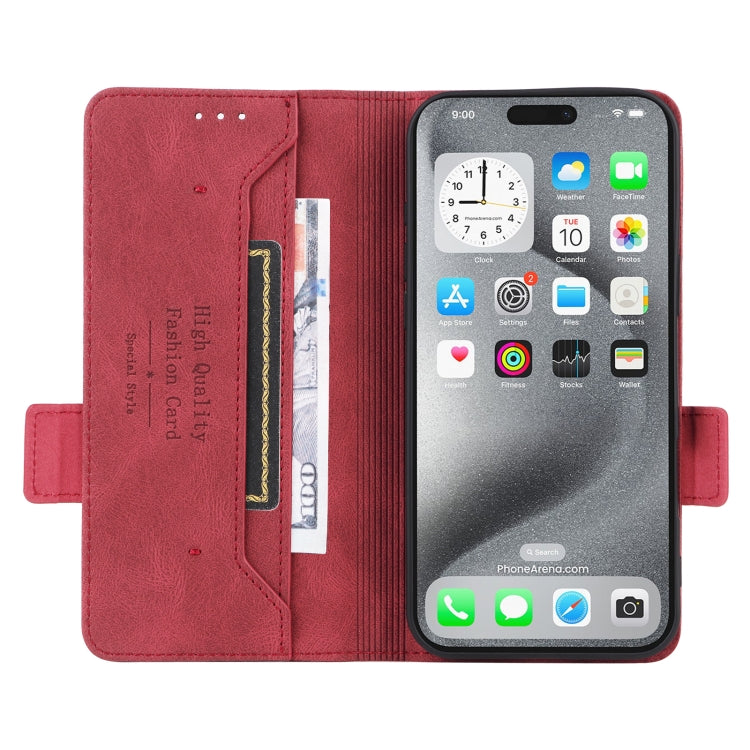 For iPhone 16 Pro Max Magnetic Clasp Leather Phone Case(Red) - iPhone 16 Pro Max Cases by buy2fix | Online Shopping UK | buy2fix